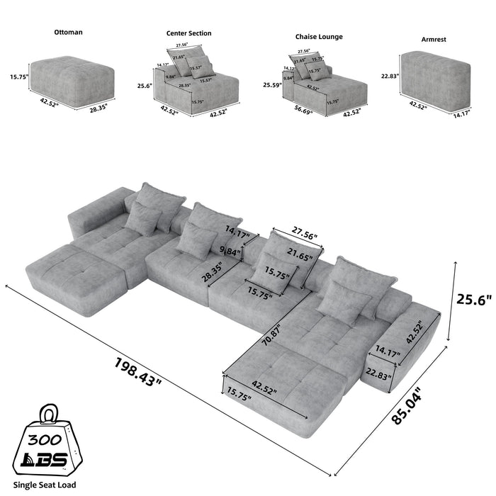Modern Oversized Diy Combination, Modular Sectional Sofa With Pillows Home Essentials