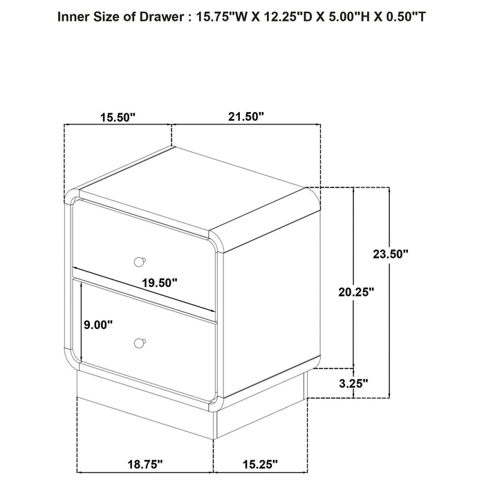 Burton - 2 Drawer Nightstand - Black Furniture Max