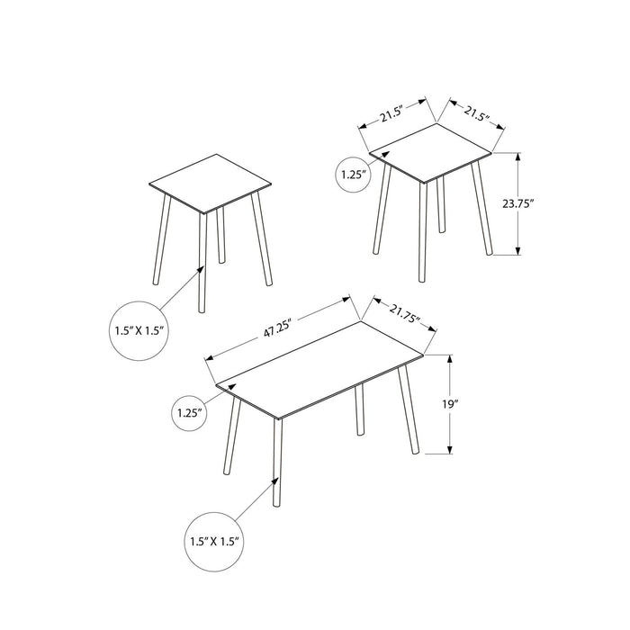 Contemporary 3 Piece Table Set With Coffee Table And 2 End Tables 8th Street