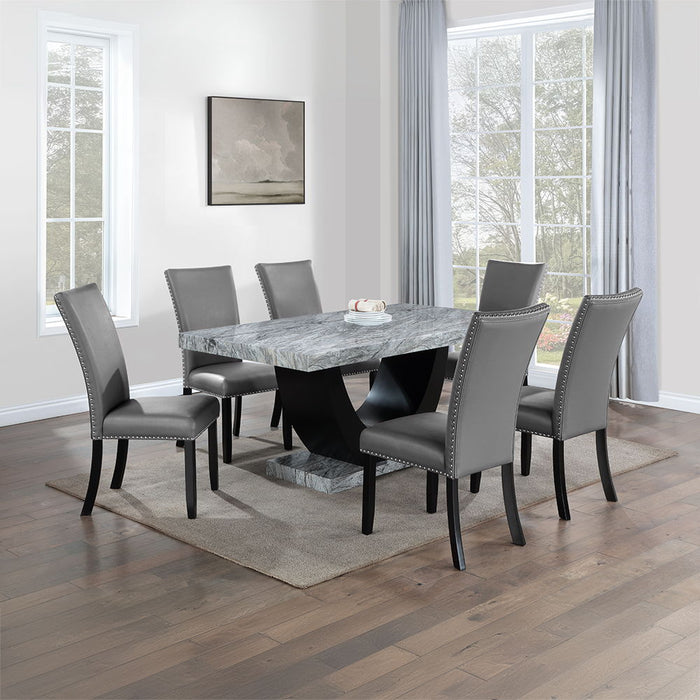 Caralin - Dining Table - Engineered Stone & Black ACME
