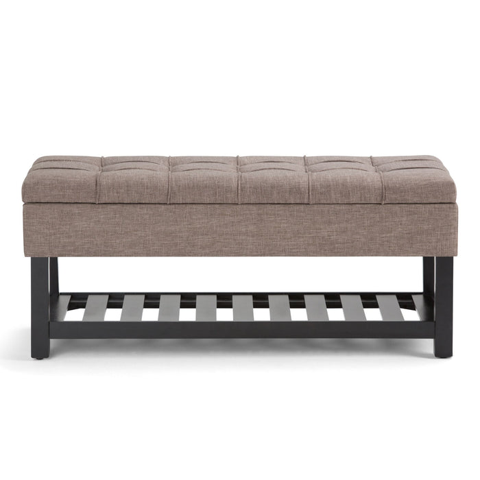 Saxon - Upholstered Transitional Storage Ottoman Bench Simpli-Home