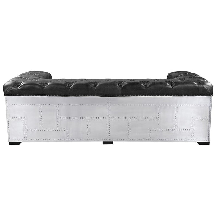Brancaster - Sofa - Black Top Grain Leather & Aluminum ACME