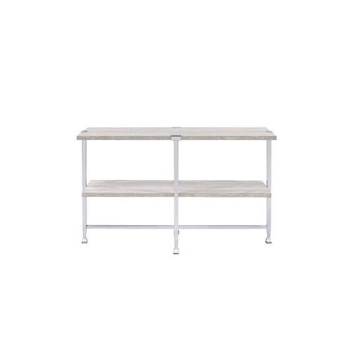 Brecon - Sofa Table - White Oak & Chrome ACME