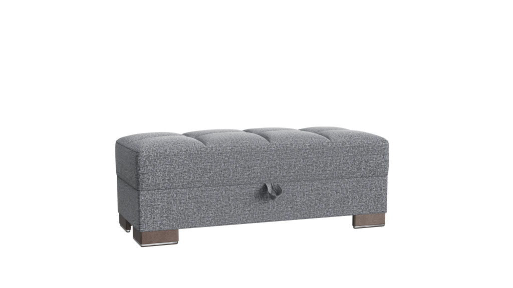 Polyester Blend Tufted Storage Ottoman - Gray / Brown