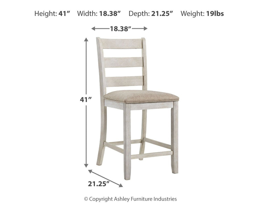 Skempton - Upholstered Barstool (Set of 2) - White Signature Design by Ashley®