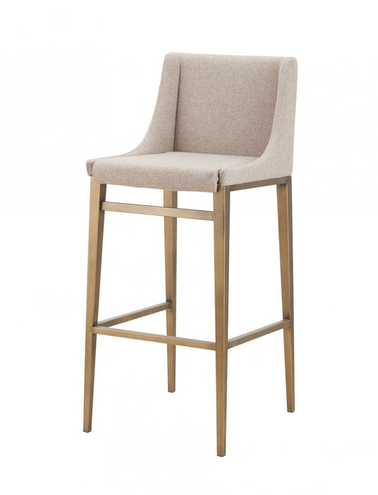 Stainless Steel Bar Height Bar Chairs (Set of 2) - Beige / Gold