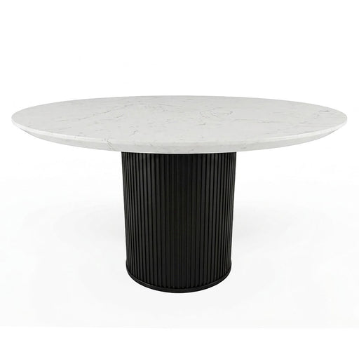 Jaramillo - Round Dining Table With Engineered Marble Top - Engineered Marble Top & Black ACME