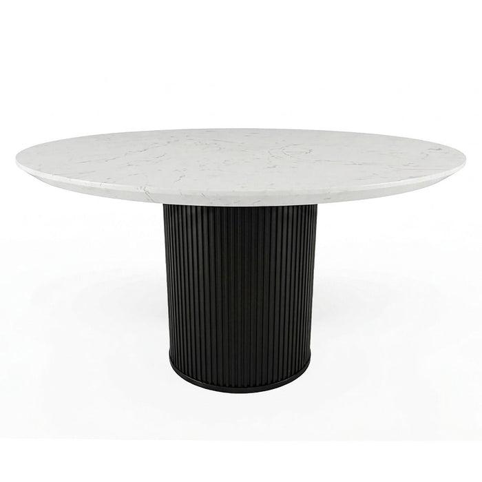 Jaramillo - Round Dining Table With Engineered Marble Top - Engineered Marble Top & Black ACME