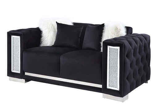 Trislar - Loveseat With 4 Pillows (Same 52526) - Black Velvet ACME