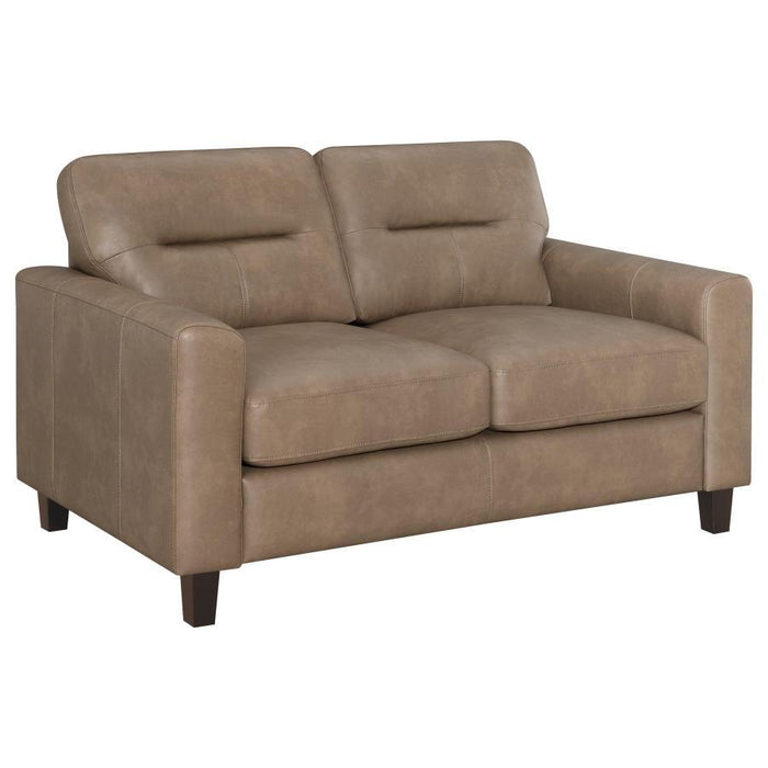 Scotland - Faux Leather Upholstered Track Arm Loveseat