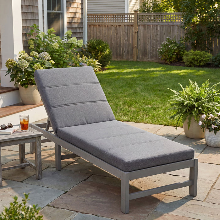 Outdoor Chaise Lounge Cushion Only, Water-Resistant Patio Lounge Chair Cushion With Removable Cover Noble House