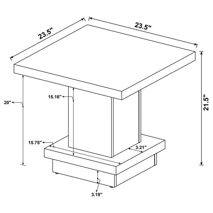 Mbala - Square Pedestal End Table - Cappuccino Furniture Max