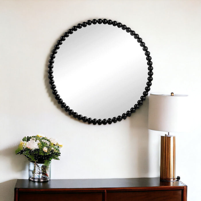 32" Abstract Framed Accent Mirror - Black