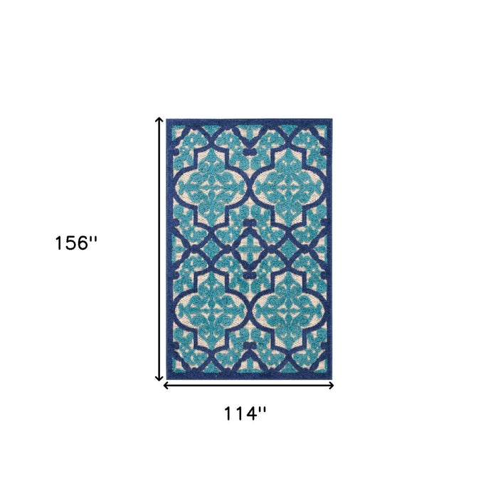 10' X 13' Ikat Non Skid Indoor / Outdoor Area Rug - Navy