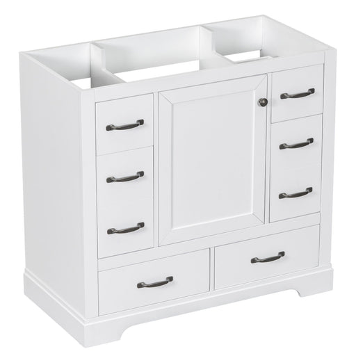 Modern Bathroom Vanity Base Only, 6 Drawer Storage With Adjustable Shelf Hearth and Haven
