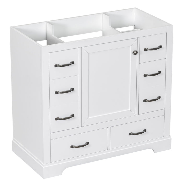 Modern Bathroom Vanity Base Only, 6 Drawer Storage With Adjustable Shelf Hearth and Haven