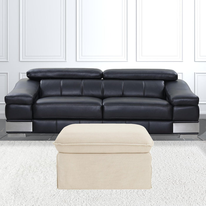 Linen Ottoman - Beige