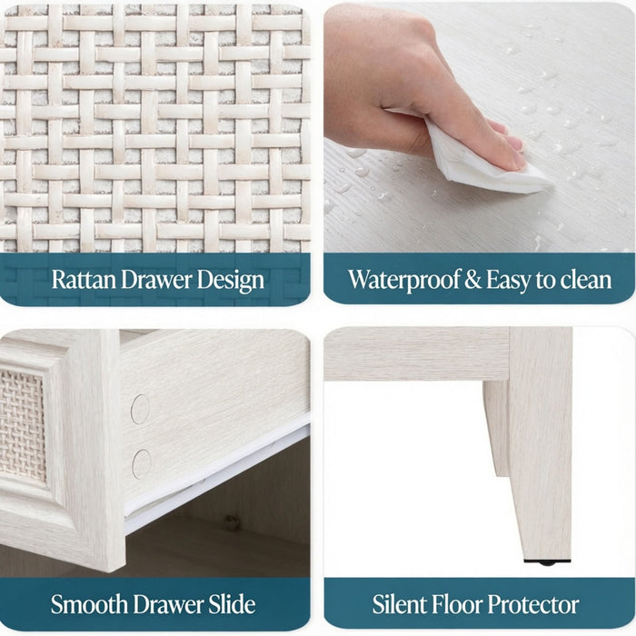 Nightstands With 2 Drawers, Bedside Tables For Small Spaces (Set of 2) - White Home Essentials
