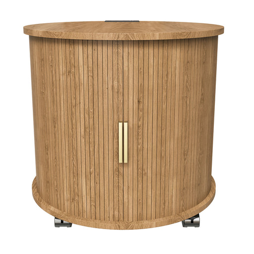 Cylinder Nightstand With Charging Station & Sliding Door Home Essentials