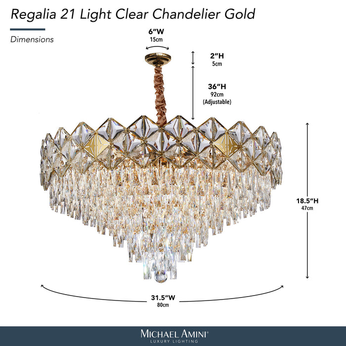 Michael Amini Lighting - Regalia 21-Light Crystal Chandelier - Gold Michael Amini