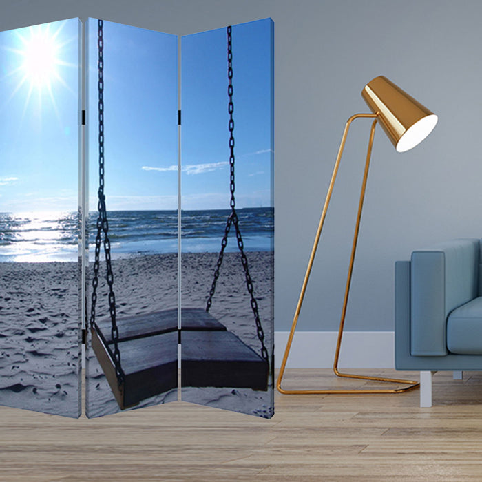 Wood Canvas Seaside Serenity Screen - Multi Color