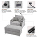Modern Style Single Sofa Sofa Couch With Storage Space, A Movable Ottoman, 2 USB Ports, 2 Cup Holders, A Phone Holder For Living Room Hearth and Haven