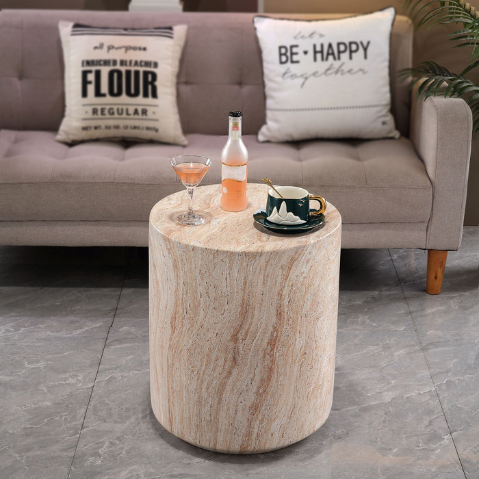 Tall Cylindrical Accent Coffee Table In - Beige / Yellow Home Essentials