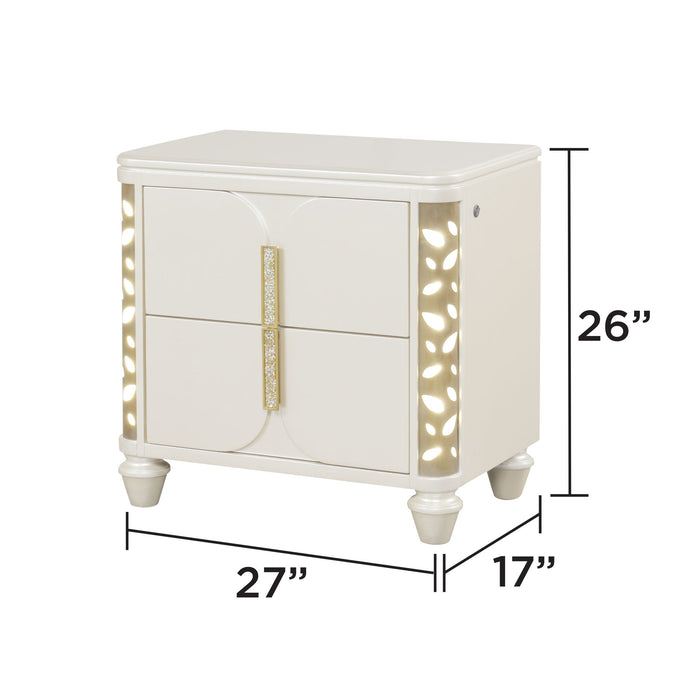 Cinderella - Nightstand With LED Accents And 2 Storage Drawers - Beige Matrix Furniture Group