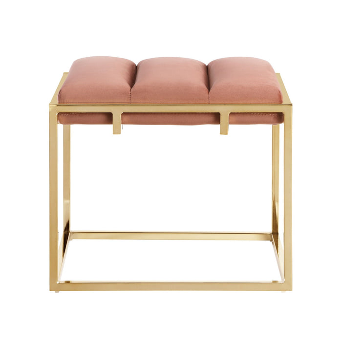 Velvet Ottoman - Blush / Gold