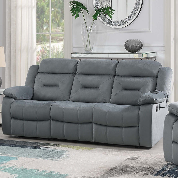 Modern Recliner Sofa With Pillow Arms, Plush Backrest, Horizontal Tufting, USB Charging Port Home Essentials