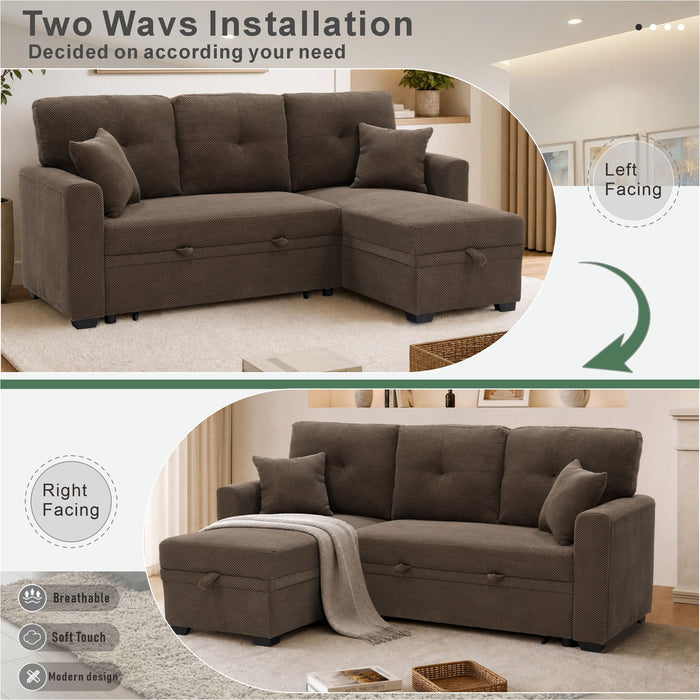 Sleeper Sectional With Pull Out Bed, Reversible Chaise Home Essentials