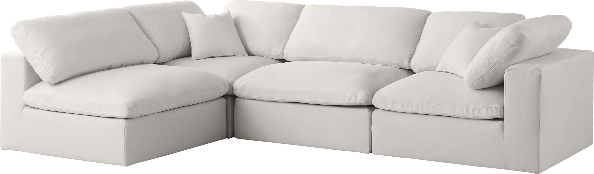 Plush - Velvet Standart Comfort Modular Sectional 4 Piece - Cream