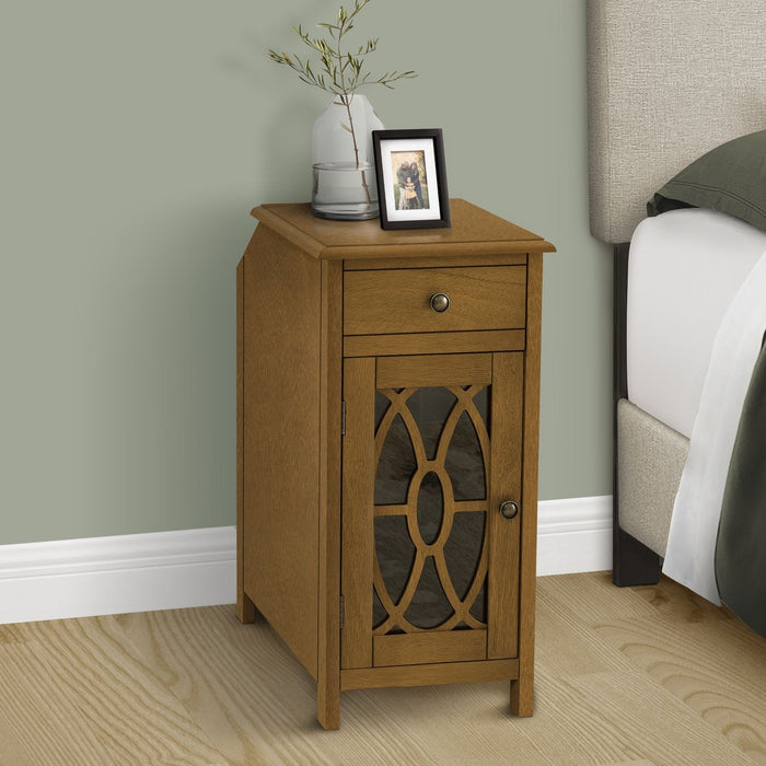 Accent Side Table, Storage Drawer, Traditional - Taupe 8th Street