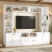 Farmhouse Elegant Entertainment Center Wall Unit With 4 Drawers Hearth and Haven
