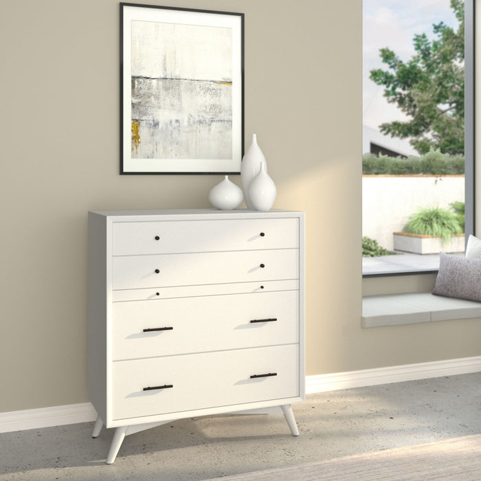 Solid Wood Four Drawer Chest - White