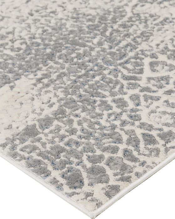 Abstract Stain Resistant Area Rug - Gray Blue And Ivory - 8' X 11'