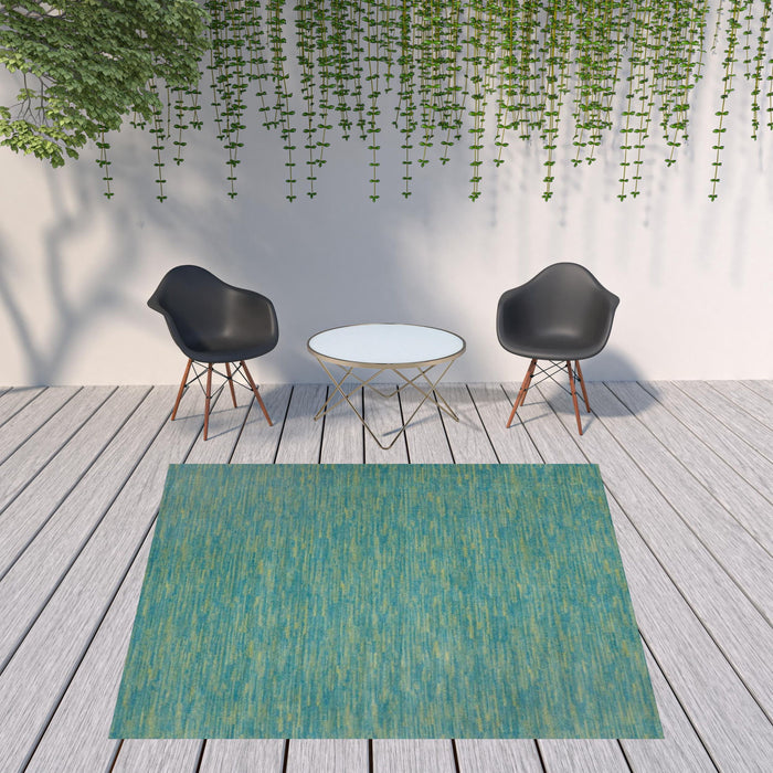 9' X 9' Square Striped Non Skid Indoor / Outdoor Area Rug - Blue / Green