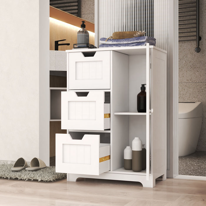 Freestanding Storage Cabinet For Bathroom And Living Room - White