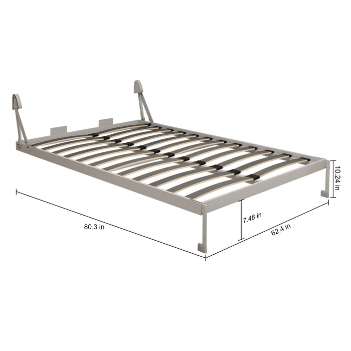 Queen Size Vertical Murphy Wall Cabinet Folding Bed With Automatic Legs - Gray Home Essentials