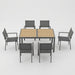 7 Piece Gray Patio Dining Set With Hdps Table And Textilene Chairs For Outdoor Use, Metal Furniture Home Essentials