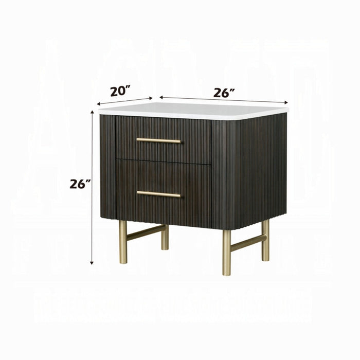 Clayten - Nightstand - Espresso / White Marble Home Essentials