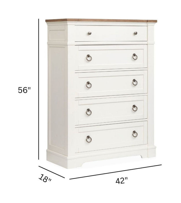 Kingston - Drawer Chest - Whisper White And Cerused Nutmeg Magnussen Furniture