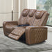 Dorian - Reclining Leather Loveseat With Power Headrest, Footrest And Cooler - Brown New Classic