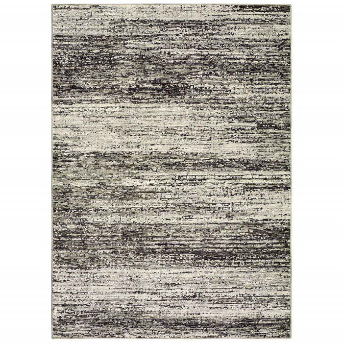 2' X 3' Abstract Power Loom Area Rug - Dark Gray And Ivory