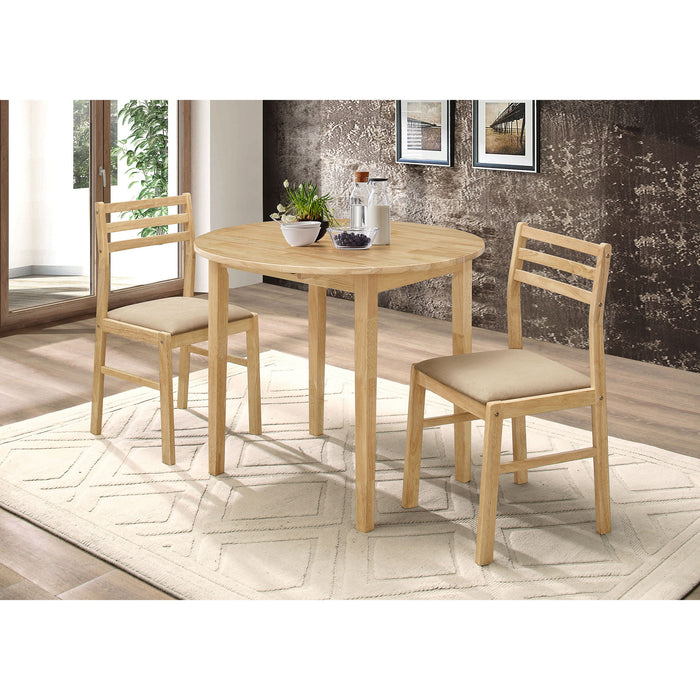 3 Piece Dining Set With Drop Leaf Table And Upholstered Chairs Furniture Max