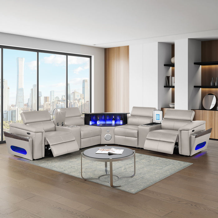 Nova - Sectional With Bluetooth Speaker, LED And Lifting Wine Cabinet Matrix Furniture Group