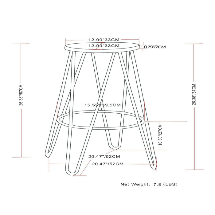 Simeon - Multifunctional Metal Stool With Wood Seat Simpli-Home