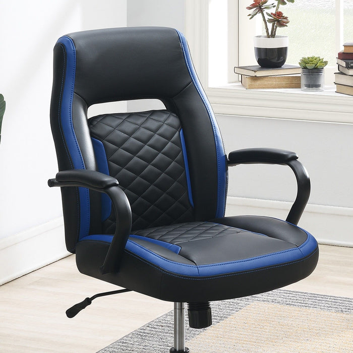 Ergonomic Office Chair With Armrests, Adjustable Design - Black / Blue Home Essentials