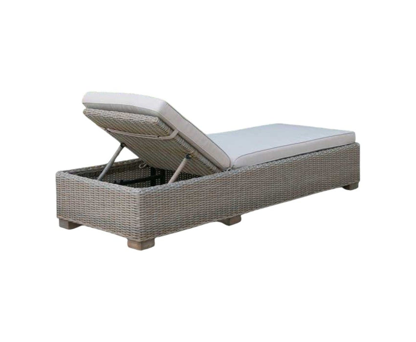 Chaise Lounge With Beige Cushion - Brown