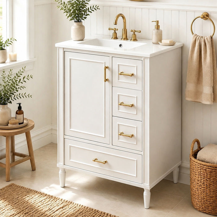Modern Bathroom Vanity With Sink, Soft Close Doors, 3 Drawers Hearth and Haven
